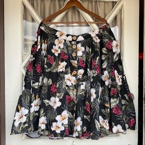 Hell Bunny Black Tropical Plus Size Skirt